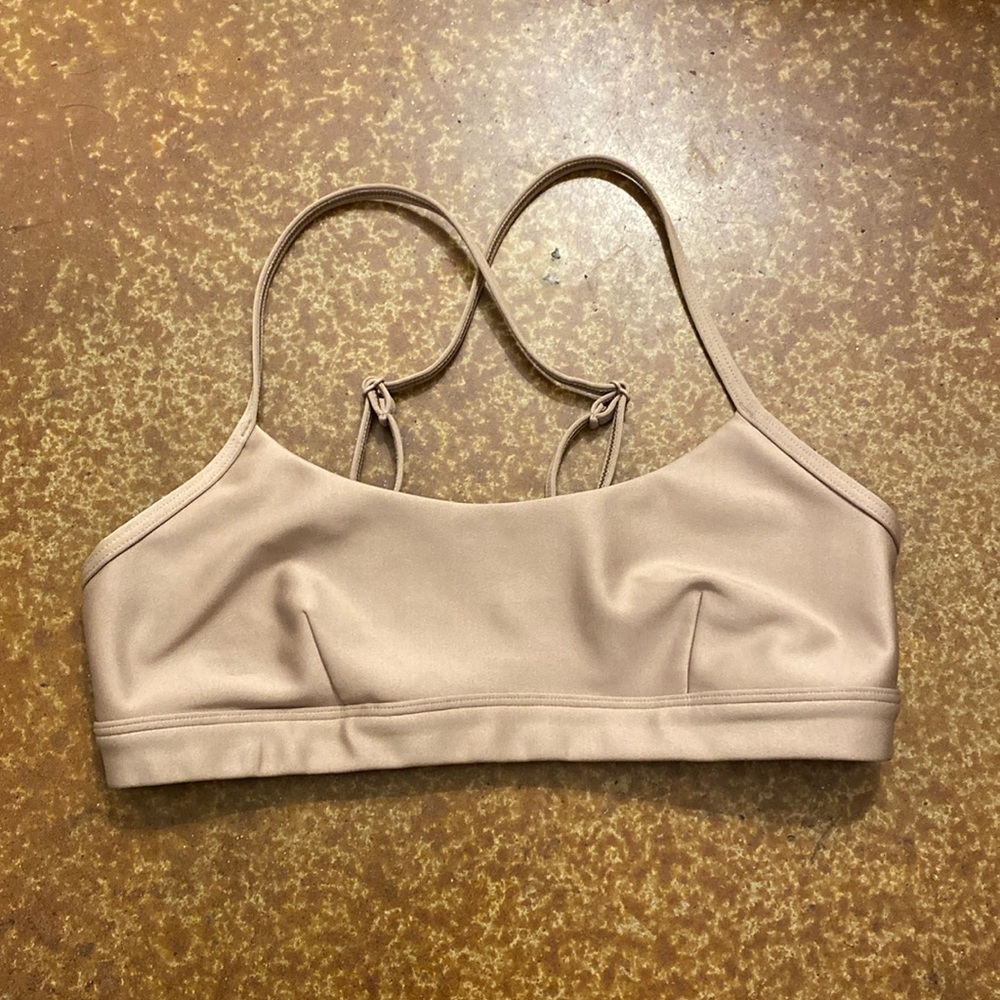 ALO Yoga Nude/Taupe Strappy Sports Bra